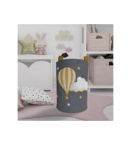 MEKTA HOME BEBEK VE ÇOCUK ODASI Uçan Balon ve Bulut Desenli Gri Oyuncak Sepeti