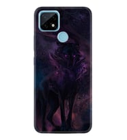 Realme C11 C21 C21Y C25Y C11 2021 Kılıf Desemli Silikon Black Purple Wolf 1791