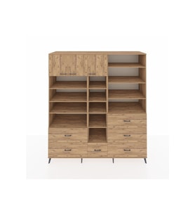 Kronos Dolap 17 Raflı 6 Çekmeceli 3 Kapaklı 220x59x243 Çam-Çam/Çam