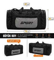 Büyük Boy El Valizi Asker Çantası 70 cm Spor Seyahat Çantası 3 Gözlü Dayanıklı Valiz & Bavul