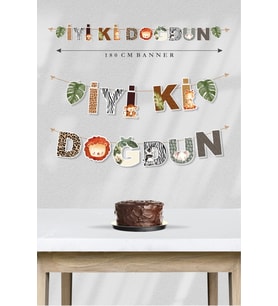 Safari Temalı İyi Ki Doğdun Banner *Kalın Kağıt 180 cm