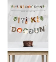 Safari Temalı İyi Ki Doğdun Banner *Kalın Kağıt 180 cm