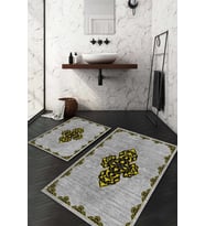 Dijital Baskılı Kaymaz Taban Yıkanabilir 2'li Klozet Takımı Banyo Paspası NDKZ-HT-1254 (Gold)