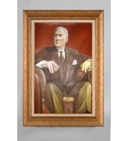 Altın Varaklı Çerçeveli Paspartulu Atatürk Tablo a796 (Gold)