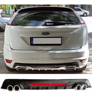 Ford Focus Mk2 HB Siyah Difüzör Difizör Yuvarlak Egzoz Görünüm Reflektörlü