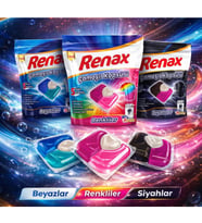 Renax Camasır Kapsulu 30 Yıkama Beyazlar Renkliler Siyahlar 3 lu Paket