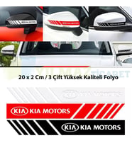 Kia Motors Logo Yan Dikiz Ayna Şerit Oto Sticker Etiket Yapıştırma Çıkartma 3 Çift ( 20 X 2 Cm Ölçü )