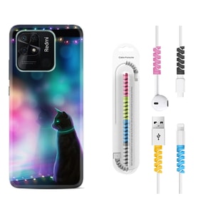 Xiaomi Redmi Note 7 8 9 Pro 10 2022 10 Pro 10S Kılıf Kablo Koruma Spiral Silikon Window Cat 1787