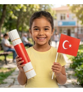 20x30 cm Çubuklu Kağıt Türk Bayrağı - 40 Adet - Okul ve Bayram Süslemeleri İçin (Kırmızı-Beyaz)