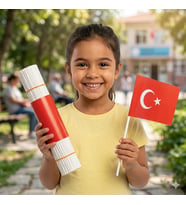 20x30 cm Çubuklu Kağıt Türk Bayrağı - 40 Adet - Okul ve Bayram Süslemeleri İçin (Kırmızı-Beyaz)