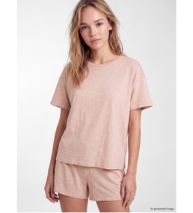 LCW DREAM Bej Desenli Kadın Şortlu Pijama Takımı