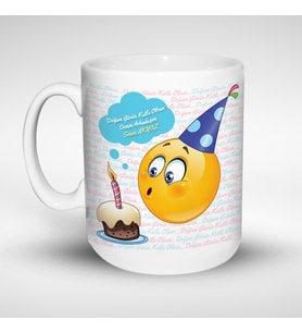 Kişiye Özel Doğum Gününe Özel Emoji Kupa Bardak