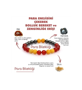 Para Bereket Ve Zenginlik Doğal Taş Tılsım Bilekliği Hematit, Sitrin, Akik Taşı Doğal Taş Bileklik
