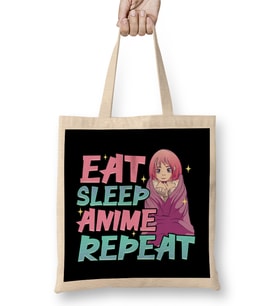 Funny Anime Obsessed Girl Eat Sleep Anime Repeat Bez Çanta Uzun Saplı