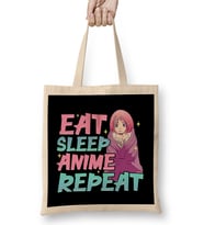 Funny Anime Obsessed Girl Eat Sleep Anime Repeat Bez Çanta Uzun Saplı