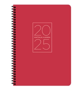 Keskin Color Haftalık Ajanda 2025 20X28Cm Spiralli Kırmızı