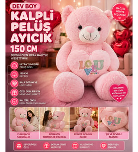 Dev Boy Kalpli Peluş Ayıcık 150 CM Ultra Yumuşak Büyük Boy Sevgiliye Özel Hediye Ayı