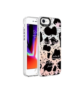 Apple iPhone SE 2022 Uyumlu Kılıf Mermer Desenli Zore Marbello Kapak (Siyah - Beyaz)