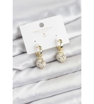 Pirinç Gold Renk Topçuk Model Mineli Halka Kadın Küpe - Tj-Bkp11636
