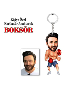 Kisiye Özel Karikatür BOKSÖR anahtarlık