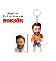 Kisiye Özel Karikatür BOKSÖR anahtarlık