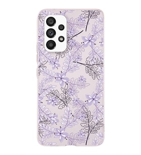 Samsung Galaxy A53 Uyumlu Kapak Floral Lila Tasarımlı Şeffaf Silikon Kılıf