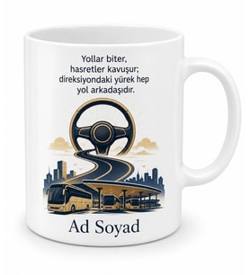 Dünya Otobüs Terminali Günü Şoförlere Özel Tasarım Hediye Kupa Bardak