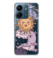 Xiaomi Redmi 13C Uyumlu Güneş ve Ay Tasarımlı Şeffaf Telefon Kılıfı