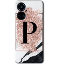 Tecno Camon 19 Pro Kılıf HD Desen Baskılı Kılıf - Pembe Mermer Desenli P Harfi