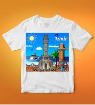 İzmir Tasarımlı Tişört (Beyaz)