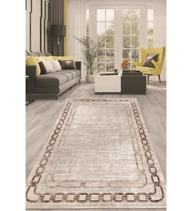 Dijital Kaymaz Taban Yıkanabilir Modern Renkli Salon Halısı Mutfak Halısı Yolluk ND-HT-899 (Kahverengi)