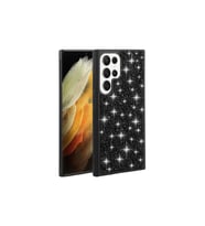 Samsung Galaxy S23 Ultra Uyumlu Kılıf Parlak Taşlı Tasarım Zore Linea Kapak (Siyah)