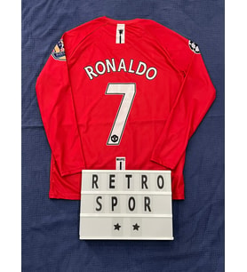 2008 Sezonu Cristiano Ronaldo Manchester United Uzun Kol Kırmızı Renk Nostalji Forma / Retro Ronaldo Forma