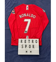 2008 Sezonu Cristiano Ronaldo Manchester United Uzun Kol Kırmızı Renk Nostalji Forma / Retro Ronaldo Forma