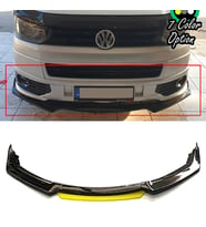 VW Transporter Sarı Renkli Şeritli Dilli Ön Lip 4 Prç Parlak Siyah ABS 2008 - 2020