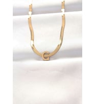 316L Çelik C Harfli Gold Renk İtalyan Zincirli Kolye 5886 - HEP-1754-9484