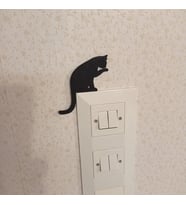 4 Adet Duvar Dekoratif Siyah Kedi Figürlü Priz Süsü