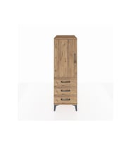Kronos Dolap 2 Raflı 3 Çekmeceli Tek Kapaklı 44x59x134 Çam-Çam