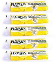 Florex 40 Litre Büzgülü Limon Kokulu Sarı Çöp Torbası Poşeti / 55 x 60 Cm. - 10 Adetlik 5 Rulo