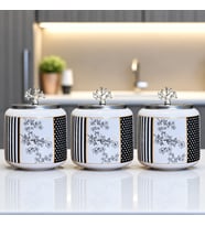 Baharatlık 3 lü Oval Büyük Boy Kahve Köşesi Seti 1400 ml (Çay,Kahve,Şeker) flower Desen GÜMÜŞ
