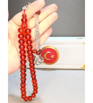 ATEŞ KEHRİBAR TESBİH BÜYÜK BOY USTA YAPIMI