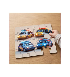 Polis Arabaları Tasarımlı 24 Parça Ahşap Çocuk Puzzle MPK0192