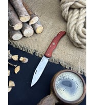 Outdoor Bıçak Piknik Çakısı Kamp Bıçağı 23 cm Eğri Kilitli Deri Kılıf Hediyeli Paduk Ağacı Saplı Katlanabilir Çakı Hediyelik Eşya