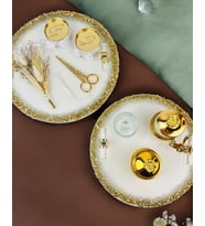 Spark Gold Epoksi Söz Nişan Tepsisi (Beyaz Gümüş)