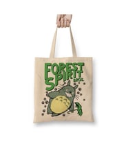 Forest Spirit Bros Totoro Beyaz Bez Çanta Uzun Saplı Alışveriş Çantası Plaj Çantası