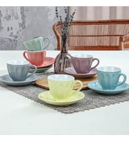 Soft Rainbow Badem Çay Fincan Takımı 12 Parça 6 Kişilik