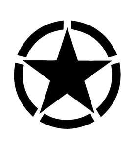 Army Star Askeri Yıldız Oto Sticker Siyah - Oto Sticker 18.5Cm
