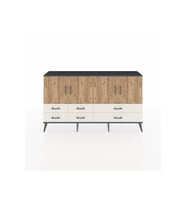 Arges Konsol 6 Raflı 6 Çekmeceli 4 Kapaklı 176x30x99 Antrasit-Çam/Aytaşı