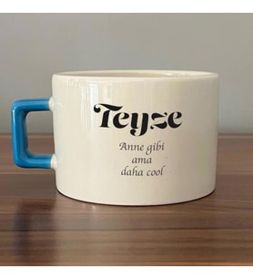 Teyze Baskılı Mavi Kulplu C Fincan