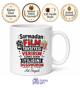 Film Tavsiyesi Verme Yazılı Komik Kupa Bardak Esprili Hediye Sinema